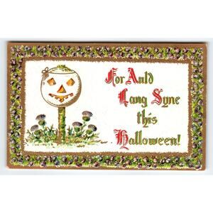 Vintage 1907-1915 Halloween Divided Back Postcard with Jack-o-Lantern Embossed